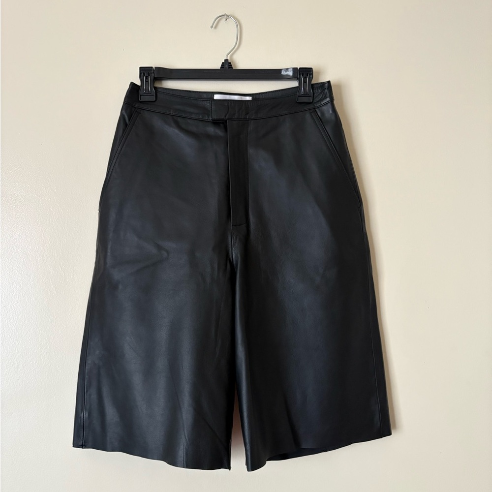 REMAIN Black Leather Bermuda Shorts Size 6